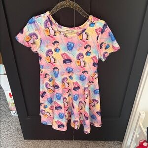 Colorful Kids Dress with Cartoon Print